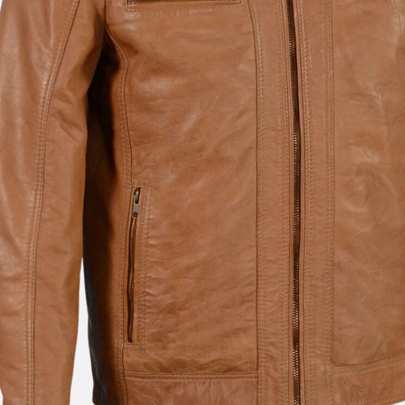 Brown Leather Biker Jacket