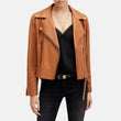 Brown Leather Biker Jacket Womens