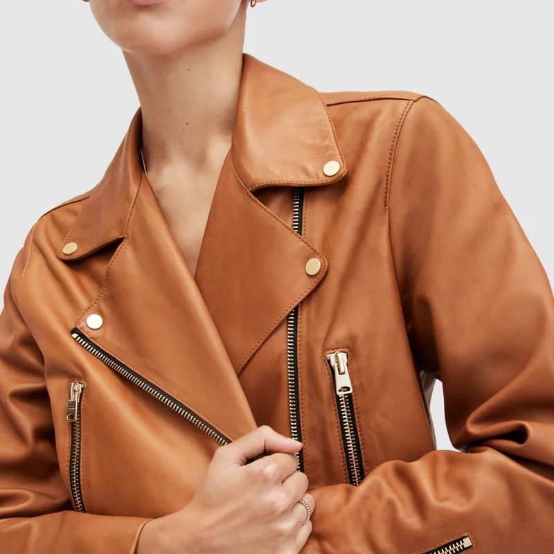 Brown Leather Biker Jacket