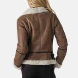 Brown Aviator Leather Jacket For Womens