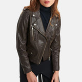 Dark Brown Leather Moto Jacket