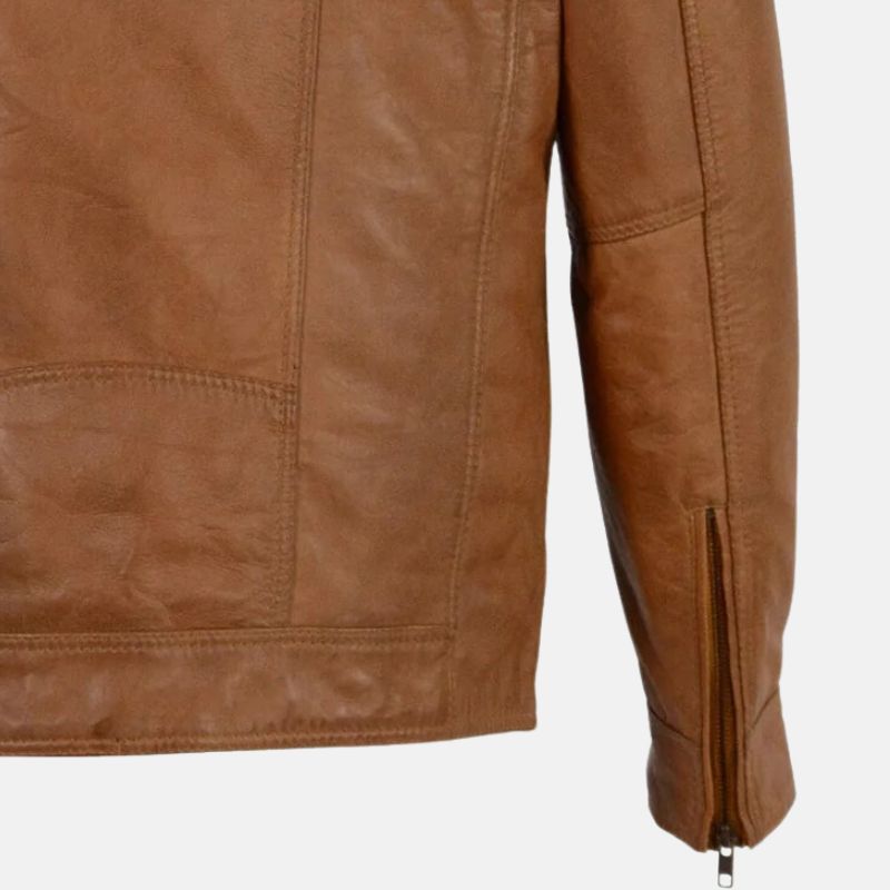 Biker Brown Leather Moto Jacket