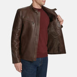 Brown Motorcycle Leather Jacket Mens