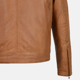 Brown Mens Biker Leather Jacket With Removable Hood