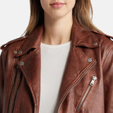 Brown Motorcycle Leather Jacket Womens