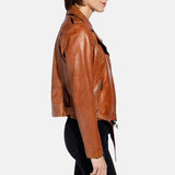 Motorcycle Leather Womens Brown Jacket