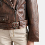 Brown Leather Biker Jacket