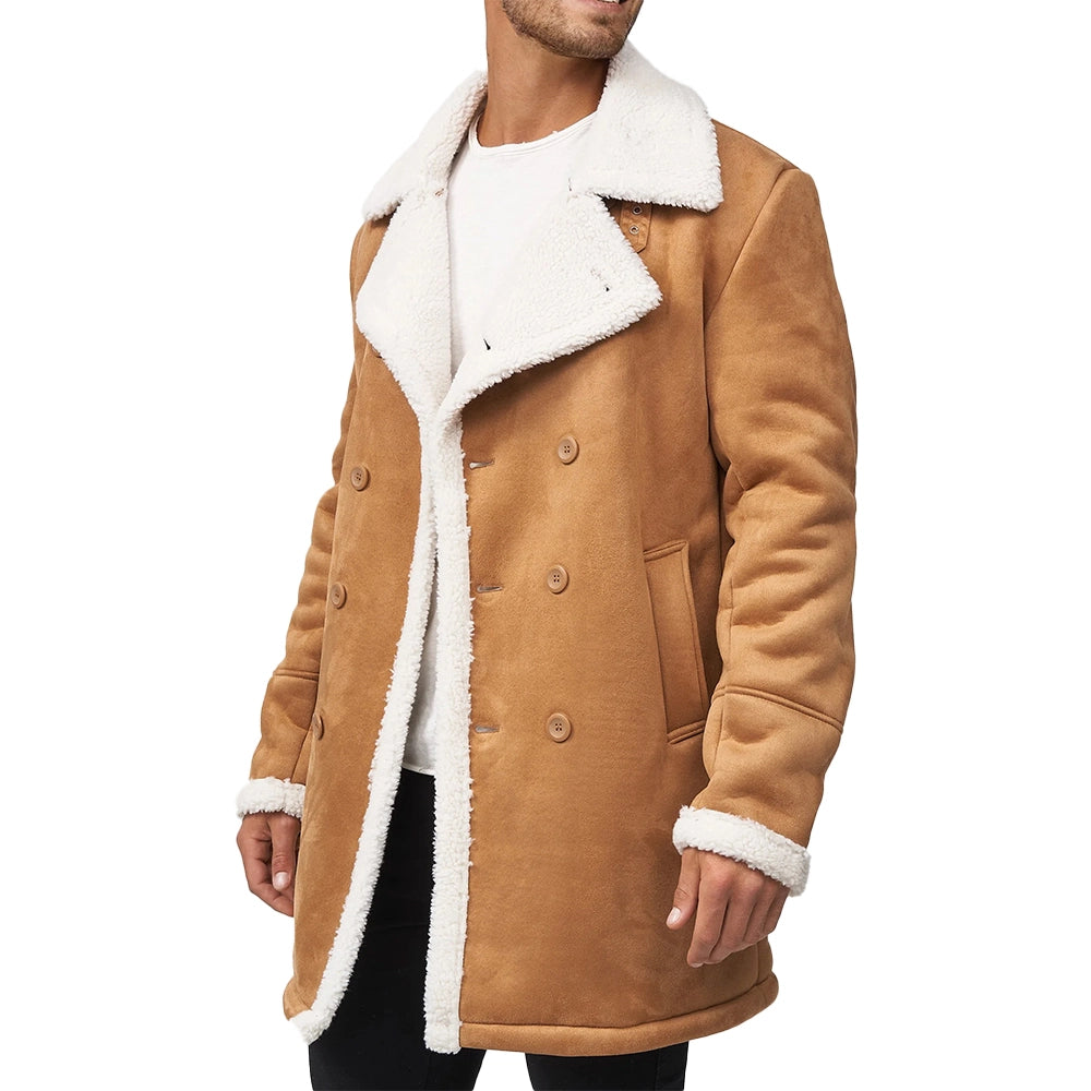 Double Breasted Camel Brown Mens Winter Coat