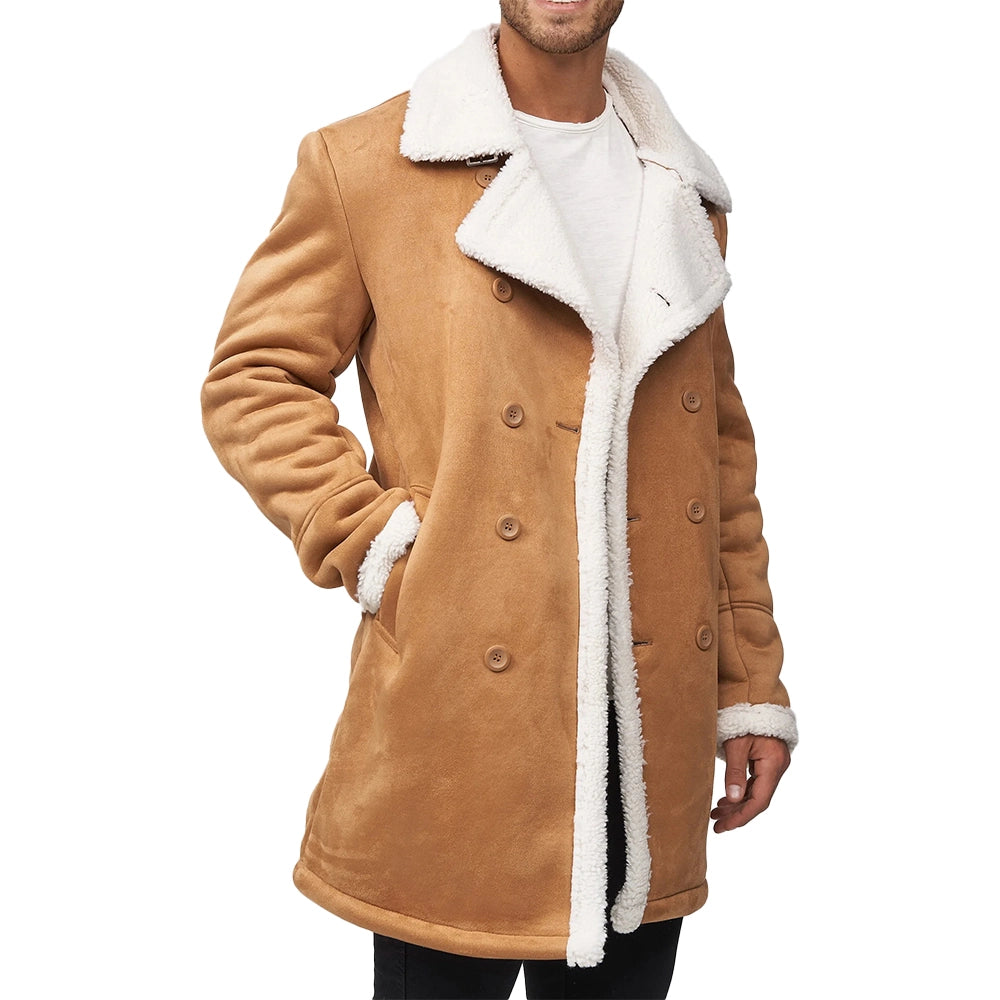 Double Breasted Camel Brown Mens Winter Coat