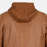 Brown Mens Leather Jacket With Hood