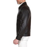 Mens John Chocolate Brown Shirt Collar Leather Jacket