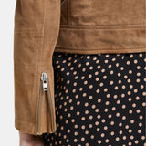 Women Brown Moto Suede Jacket