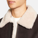 Brown Shearling Bomber Jacket Mens