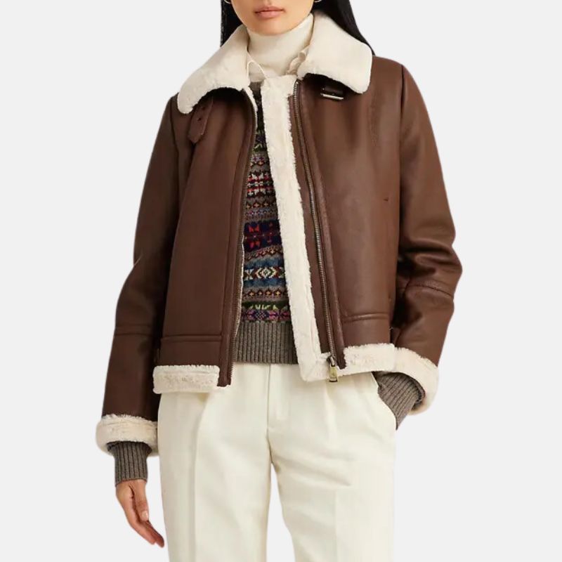 Brown Leather Shearling Jacket