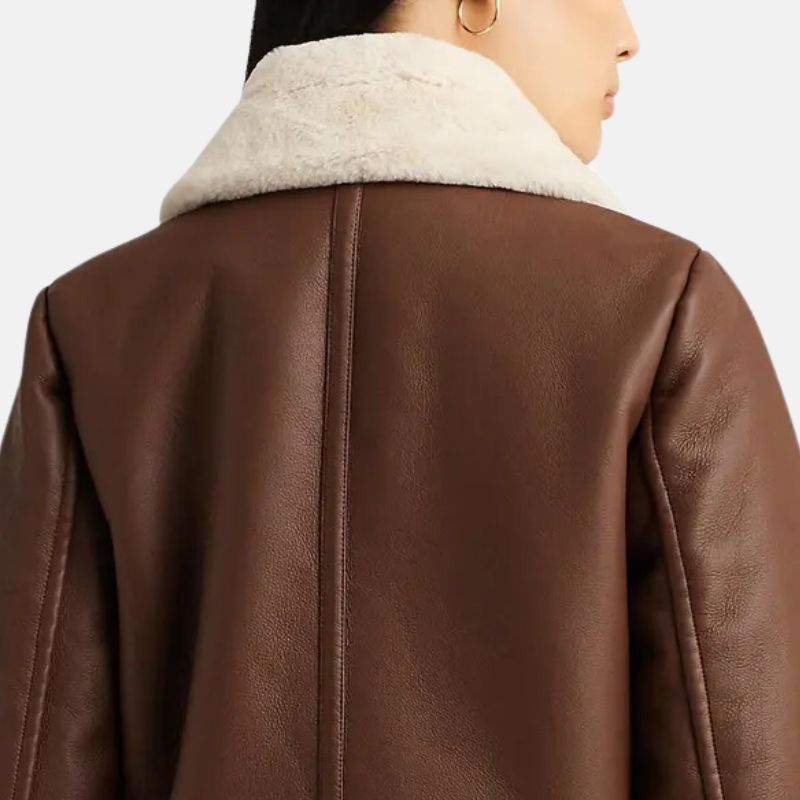 Womens Leather Brown Shearling Jacket