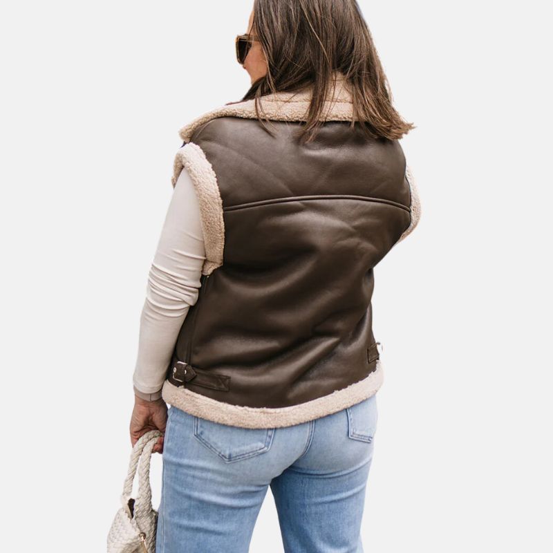 brown-shearling-vest-for-womens