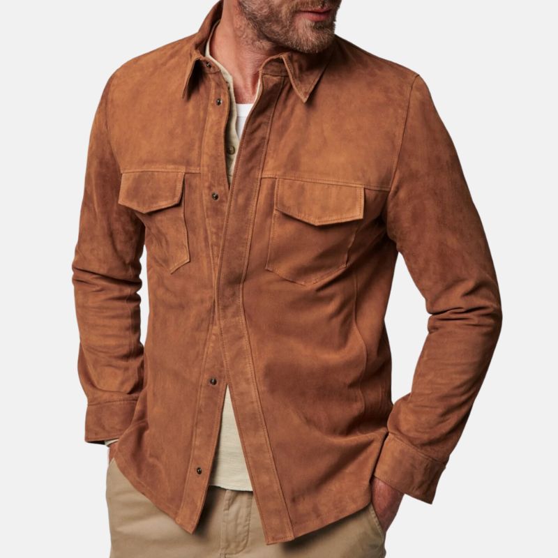 Mens Brown Suede Leather Jacket