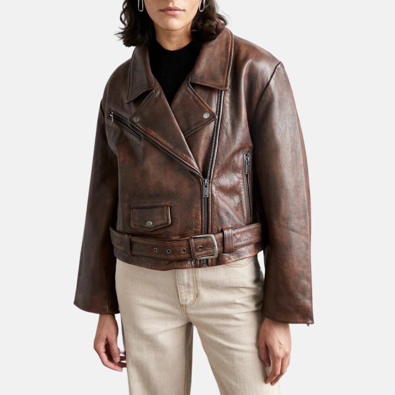 Brown Womens Leather Riding Jacket