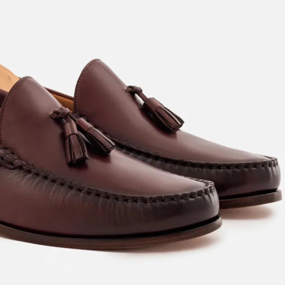 Men's Burgundy Boat Leather Tassel Loafer