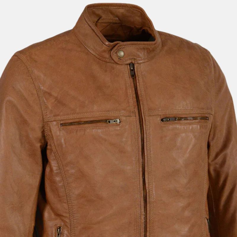 Brown Leather Biker Jacket