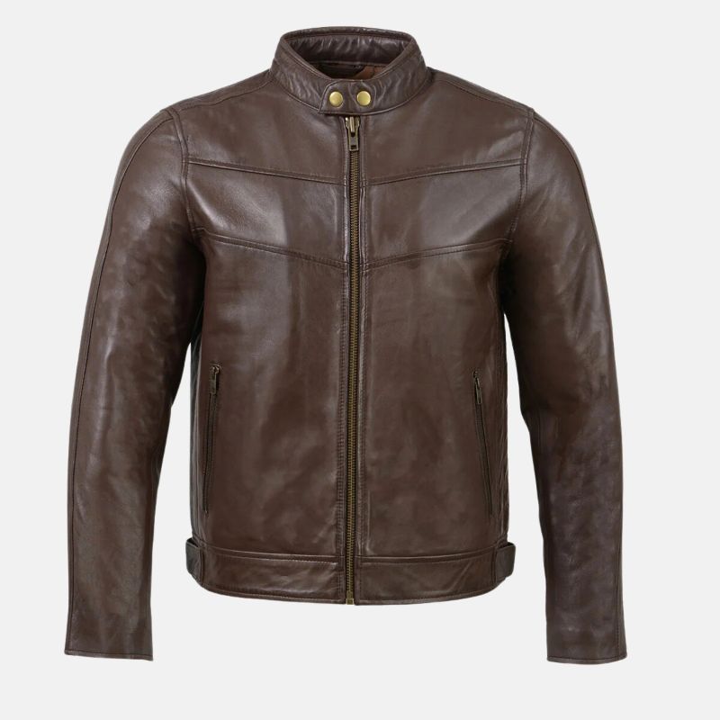 Cafe Racer Leather Brown Jacket Men's