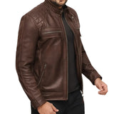 Men’s Lambskin Chocolate Brown Biker Leather Jacket