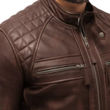 Men’s Lambskin Chocolate Brown Biker Leather Jacket