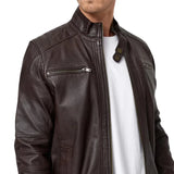 Men’s Lambskin Chocolate Brown Biker Leather Jacket