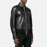 Mens Classic Black Leather Biker Jacket