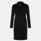 Classic Black Wool Long Coat Womens