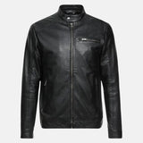 Classic Cafe Racer Black Leather Jacket Mens