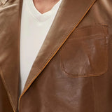 Cognac Brown Mens Leather Blazer