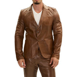 Cognac Brown Mens Leather Blazer