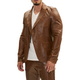 Cognac Brown Mens Leather Blazer