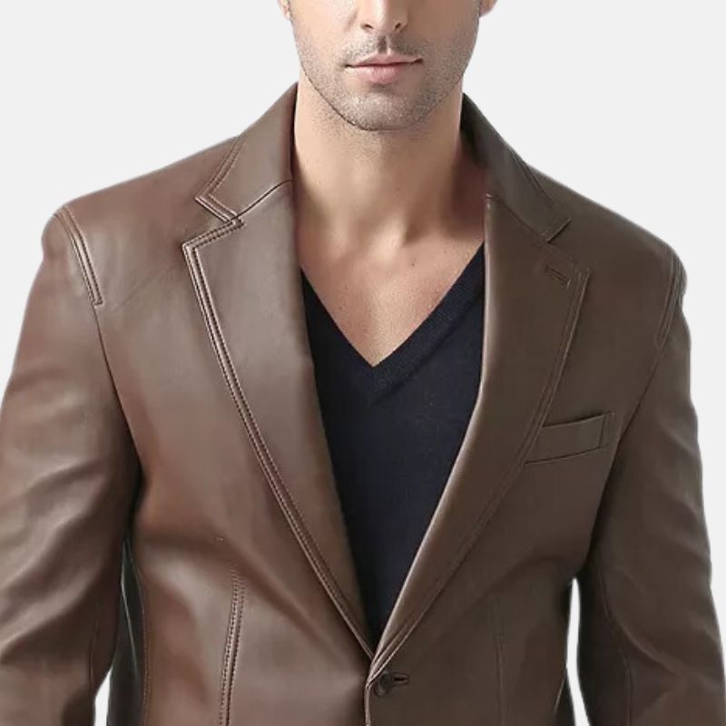 Cognac Brown Mens Leather Blazer