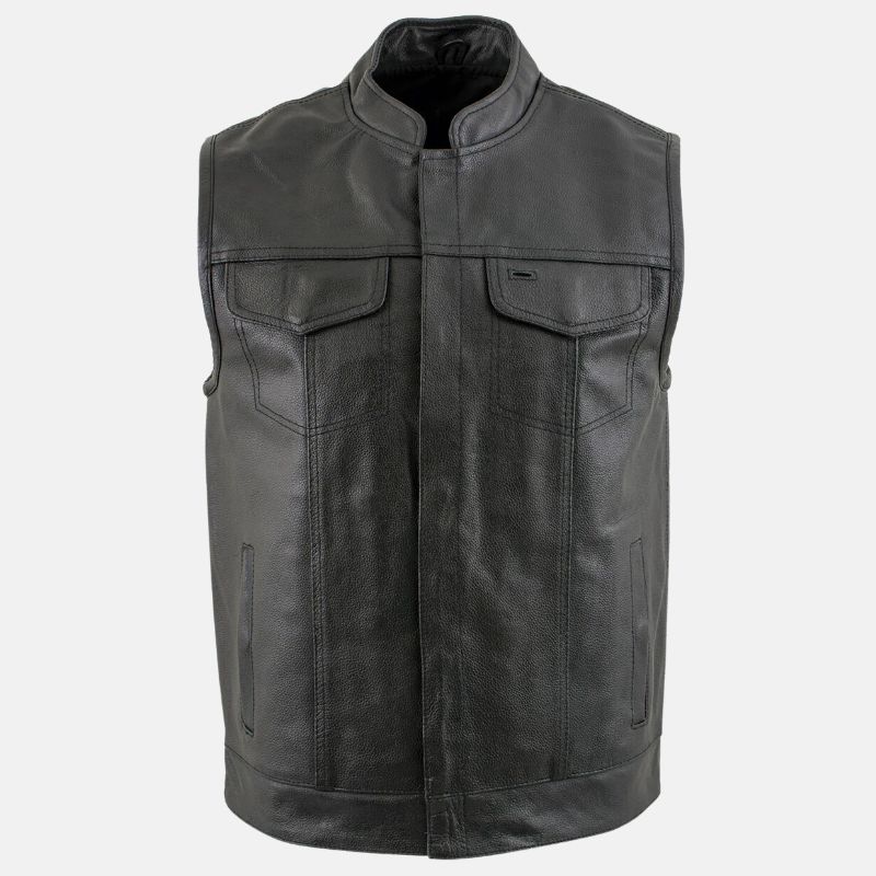 Combat Style Mens Leather Biker Vest