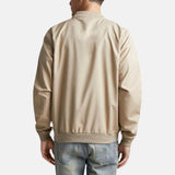 Beige Cotton Bomber Jacket For Mens