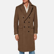 Dark Brown Double Breasted Trench Wool Coat Mens