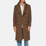 Dark Brown Double Breasted Trench Wool Coat