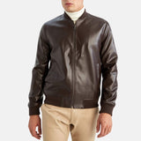 dark-brown-leather-bomber-jacket