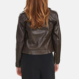 Dark Brown Leather Moto Jacket