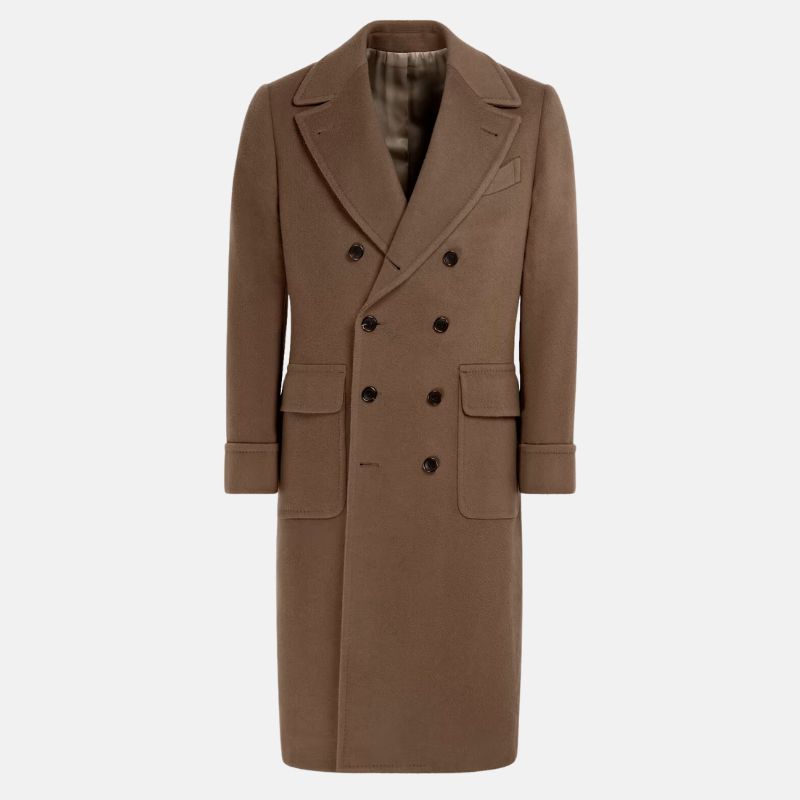 Dark Brown Trench Wool Coat Mens