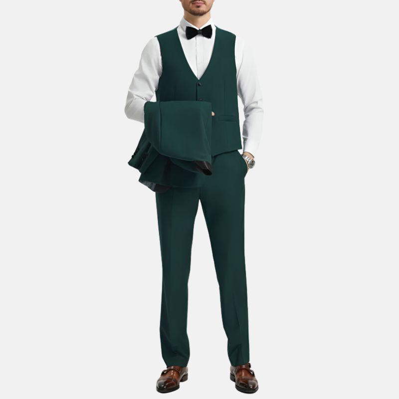 3 Piece Dark Green Tuxedo Suit