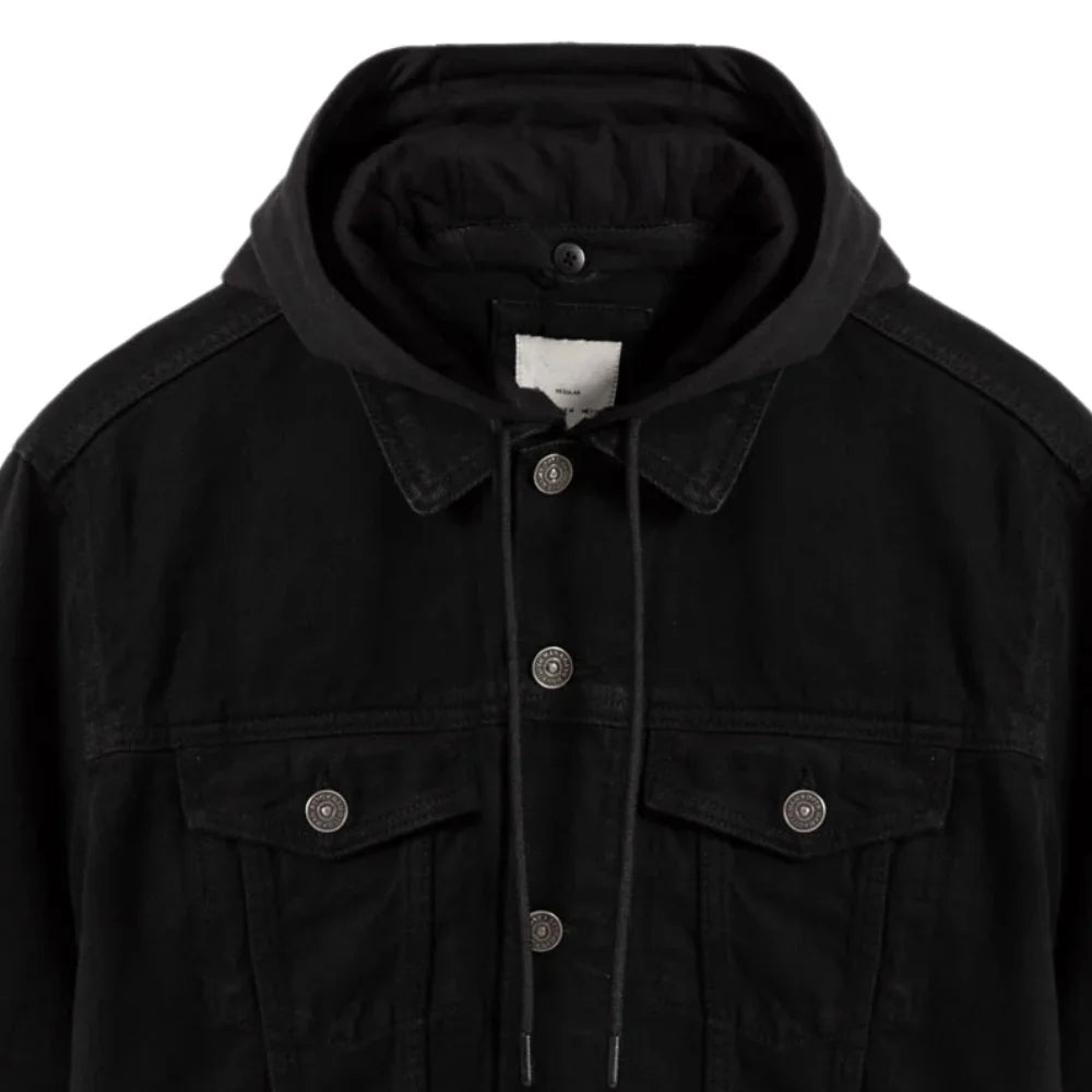 Black Hooded Denim Jacket Mens