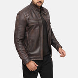 Distressed Brown Mens Leather Motorcycle Jacket