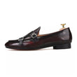 Double Monk Straps Burgundy Loafers For Mens