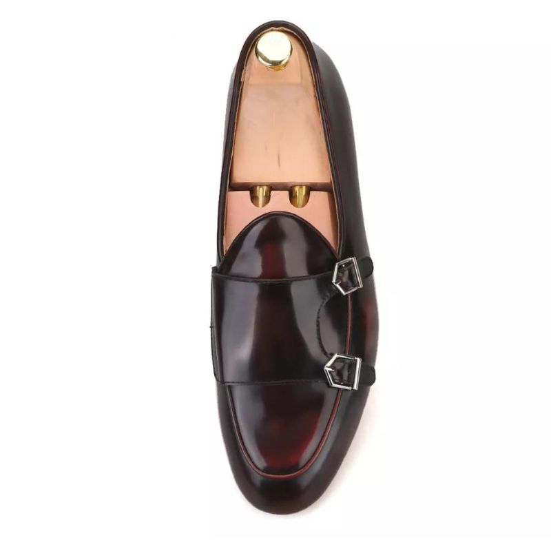 Burgundy Leather Loafers Men