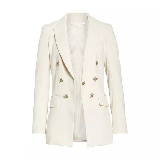 White Wool Double Breasted Blazer Women