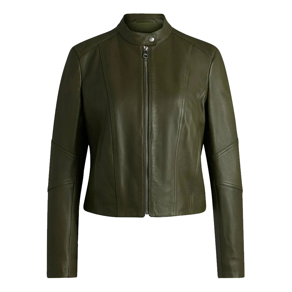 Forest Green Leather Jacket Womens