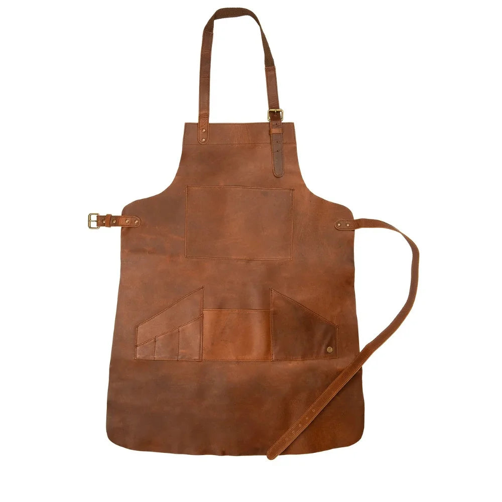 All Purpose Multi Pockets Genuine Leather Apron for Men and Women